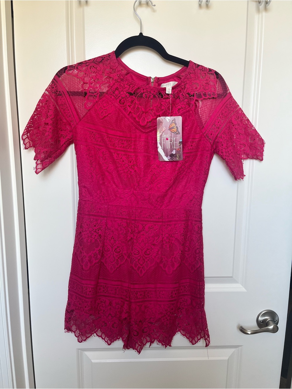 love, Fire Lace Short Sleeve Romper